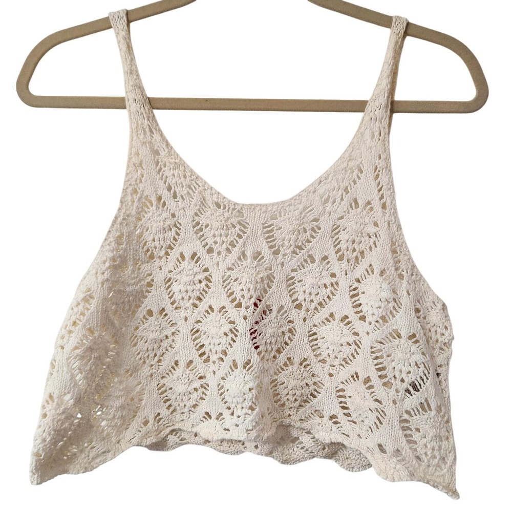 Y2k bohemian open knit crochet crop top Size small